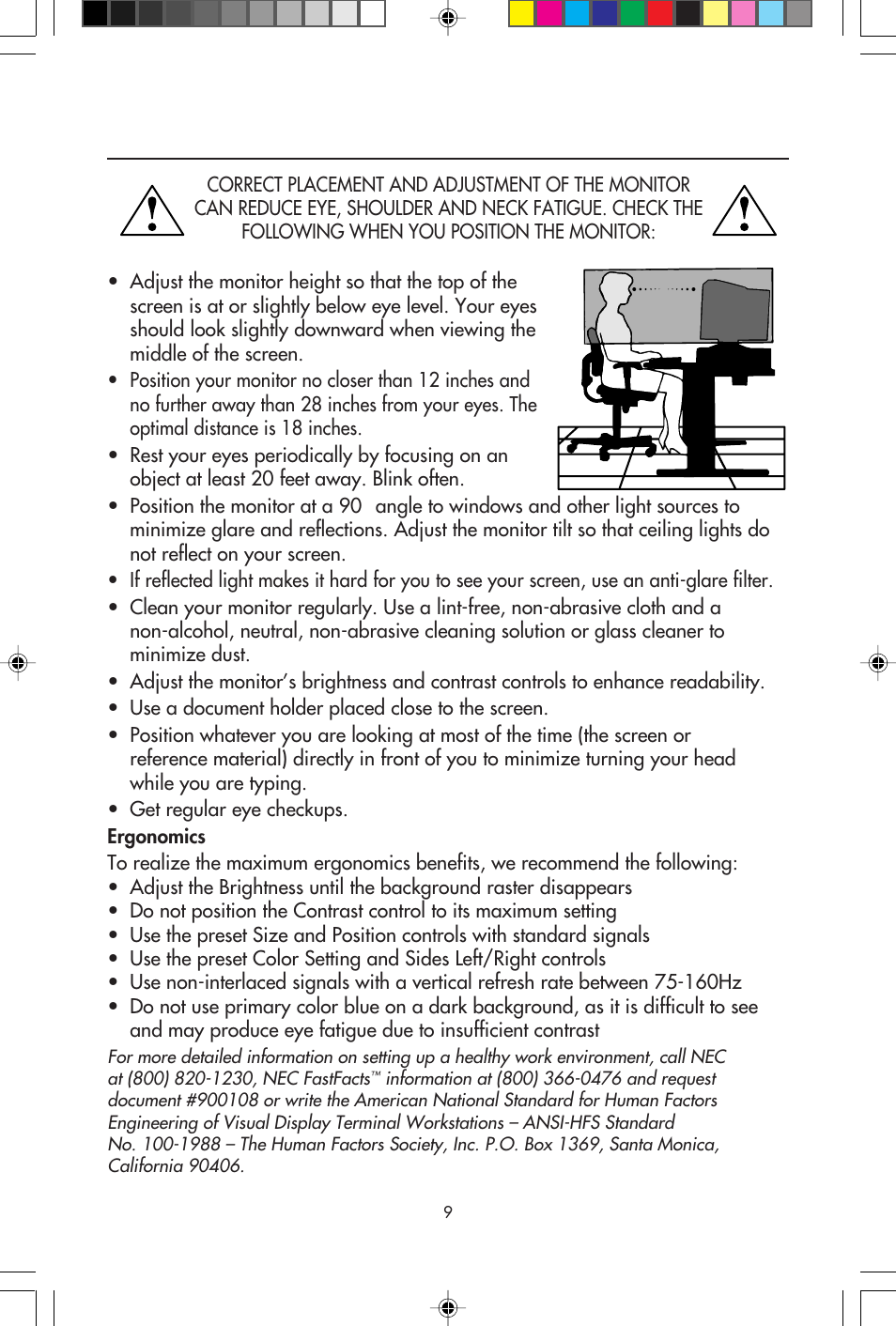 Recommended use | NEC E1100+ User Manual | Page 11 / 56