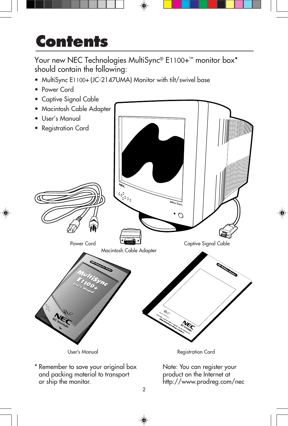 NEC E1100+ User Manual | Page 4 / 56