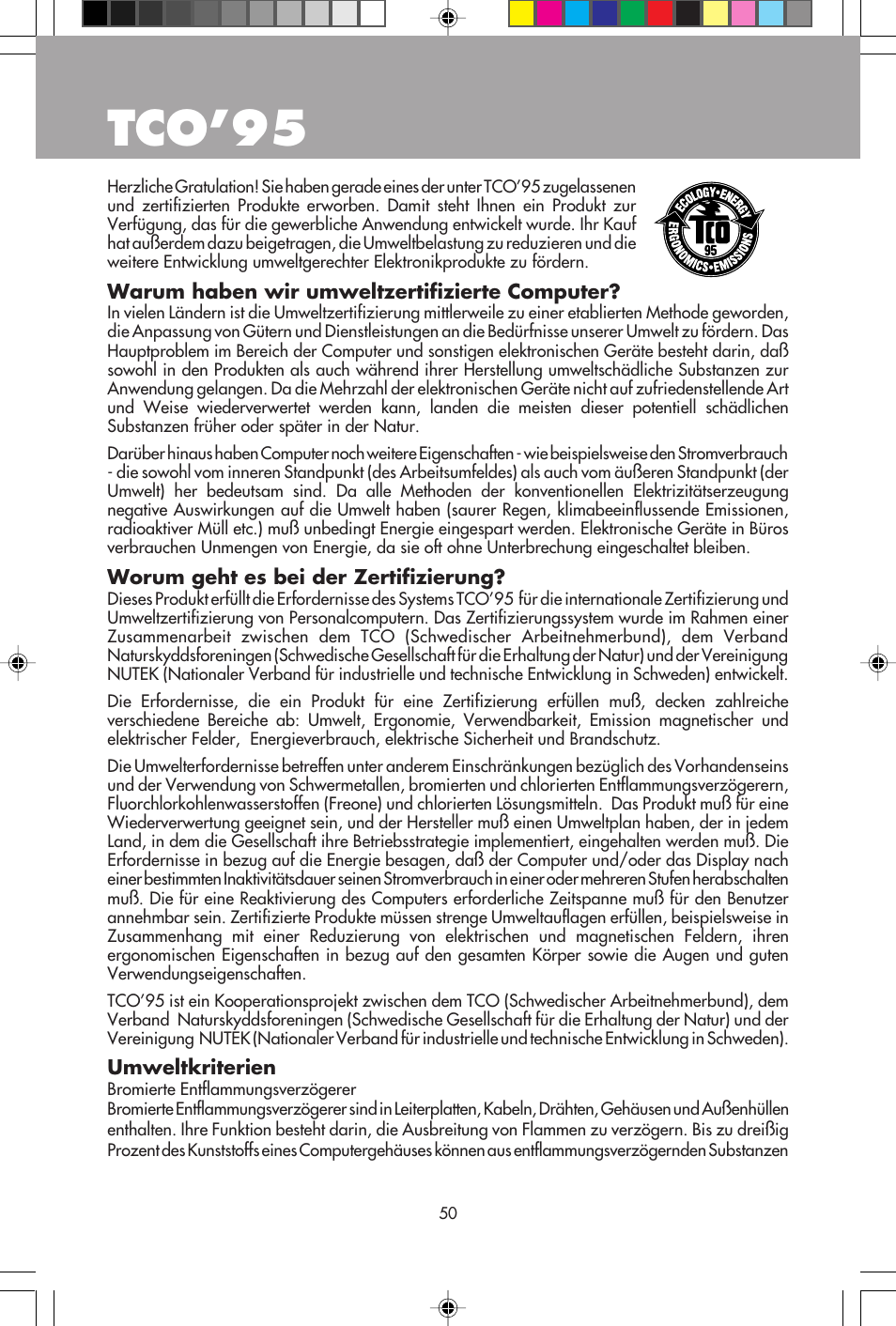 Tco’95 | NEC E1100+ User Manual | Page 52 / 56