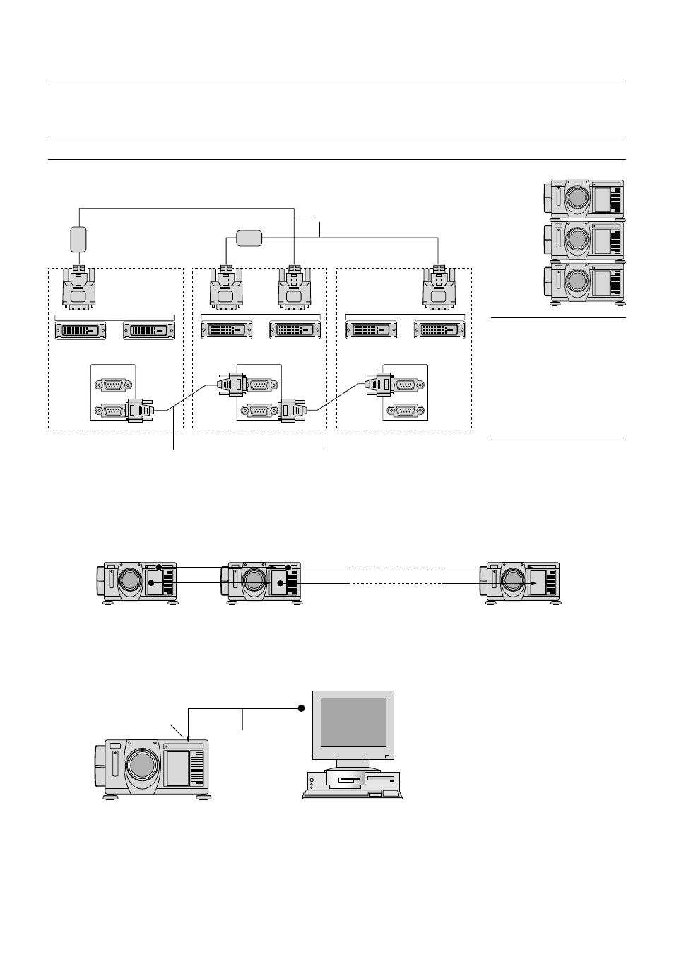 Using the rgb digital connectors, E – 23, Connection for triple stacking in link mode | Link mode, Connecting a pc with the rgb digital connector, Xt5100 only) | NEC XT5100 User Manual | Page 29 / 52