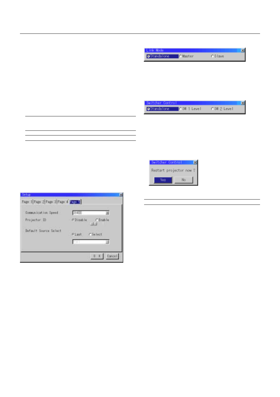 E – 37, Link mode, Switcher control | NEC XT5100 User Manual | Page 43 / 52