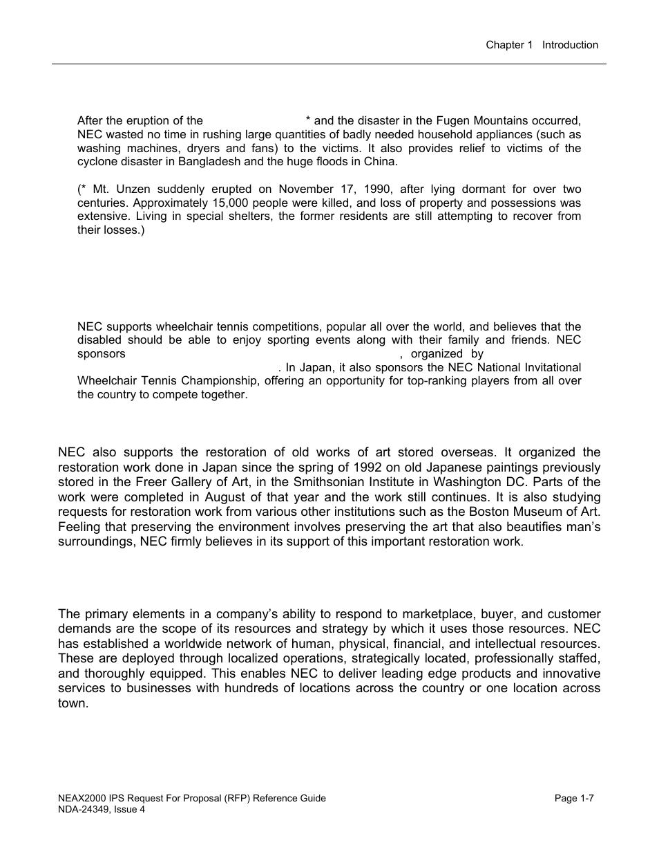 Supporting the arts, culture and sports, Saving international cultural assets, Global resources | NEC NEAX NDA-24349 User Manual | Page 13 / 421
