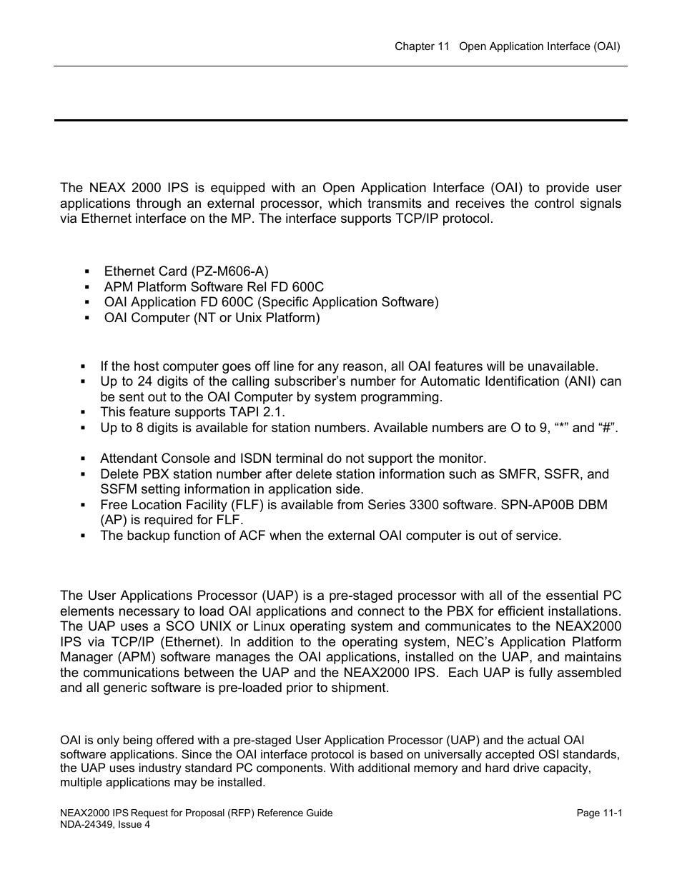 Chapter 11 open application interface, System outline, User application processor (uap) | NEC NEAX NDA-24349 User Manual | Page 221 / 421