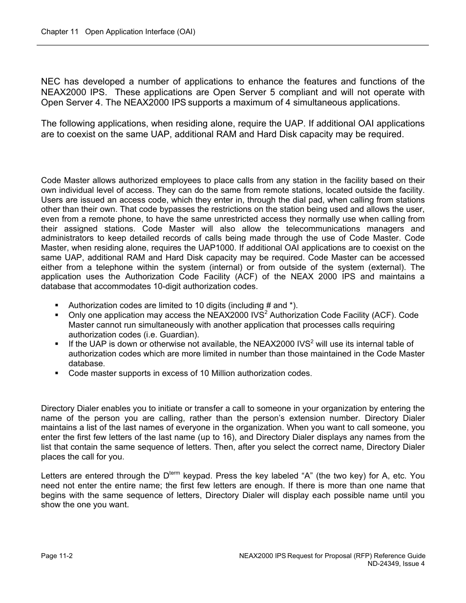 Oai uap applications | NEC NEAX NDA-24349 User Manual | Page 222 / 421