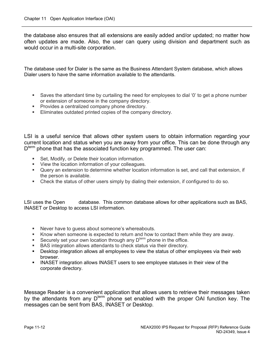 Open worx: location status information (lsi), Open worx: message reader (mr) | NEC NEAX NDA-24349 User Manual | Page 232 / 421