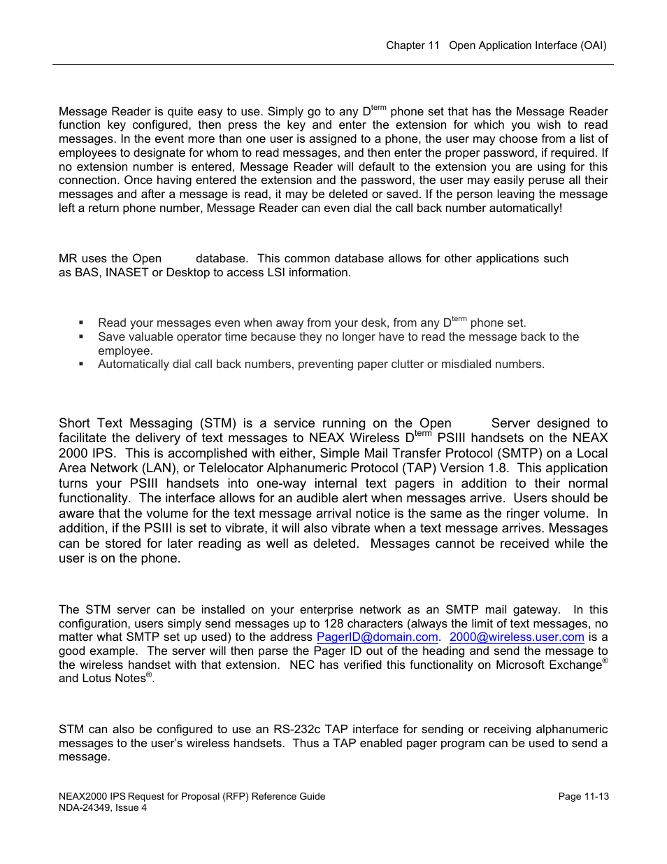 Open worx: short text messaging | NEC NEAX NDA-24349 User Manual | Page 233 / 421