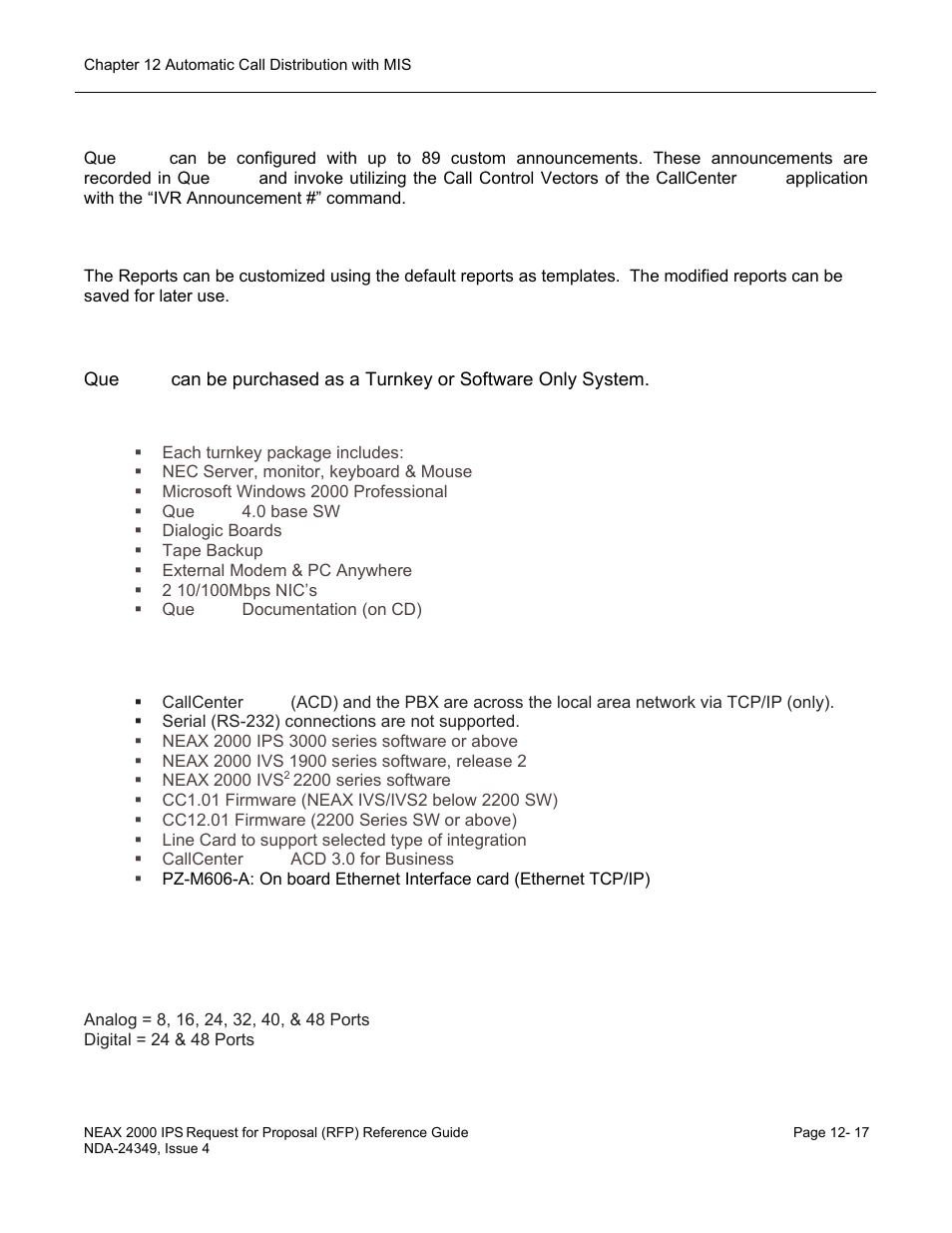 Que worx server information & pbx requirements, Queworx packaging | NEC NEAX NDA-24349 User Manual | Page 257 / 421