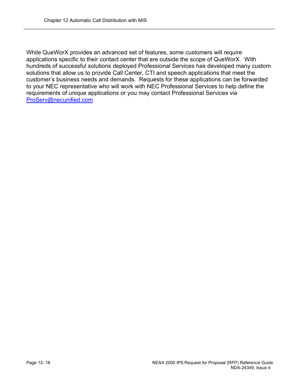 Professional services for que worx | NEC NEAX NDA-24349 User Manual | Page 258 / 421