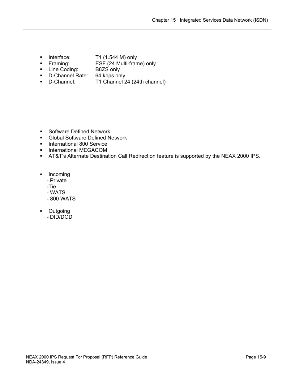 Isdn network requirements for layer one (1) | NEC NEAX NDA-24349 User Manual | Page 325 / 421