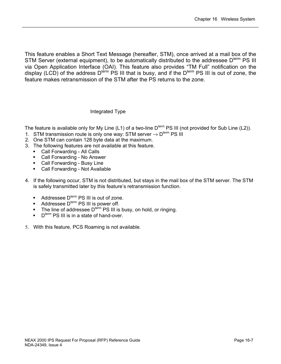 Wireless – short text message notification (oai) | NEC NEAX NDA-24349 User Manual | Page 345 / 421