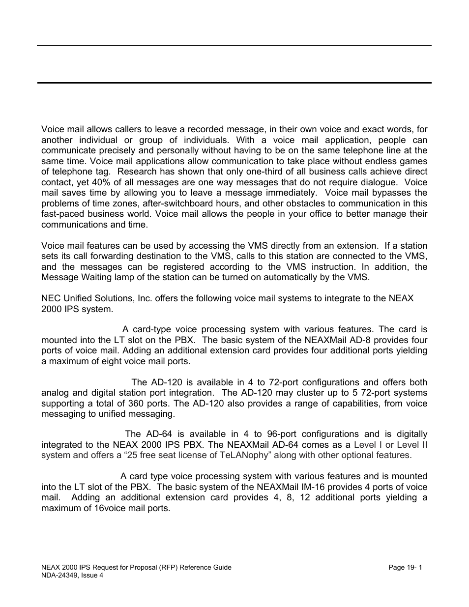 Chapter 19 voice messaging systems, Voice mail integration | NEC NEAX NDA-24349 User Manual | Page 383 / 421