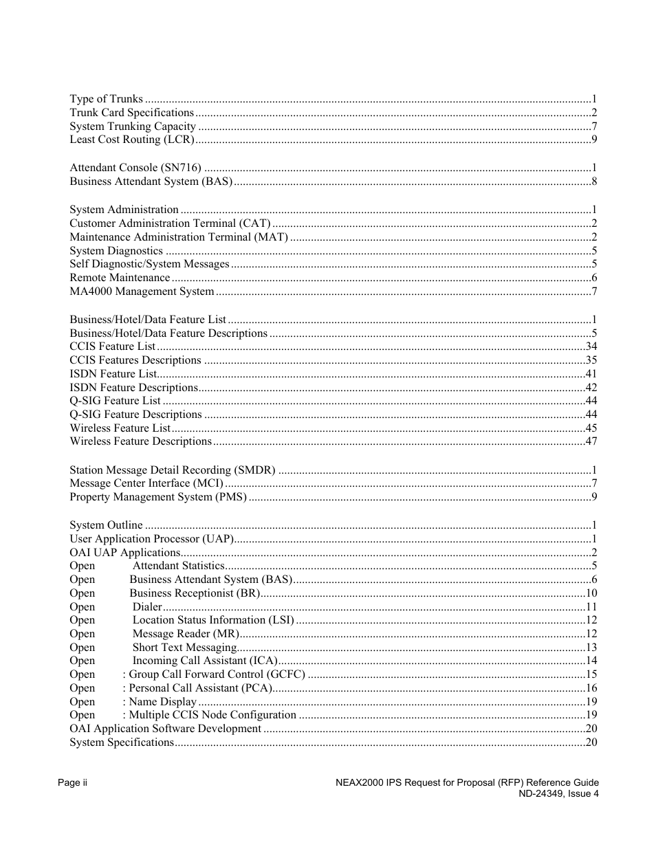 NEC NEAX NDA-24349 User Manual | Page 4 / 421