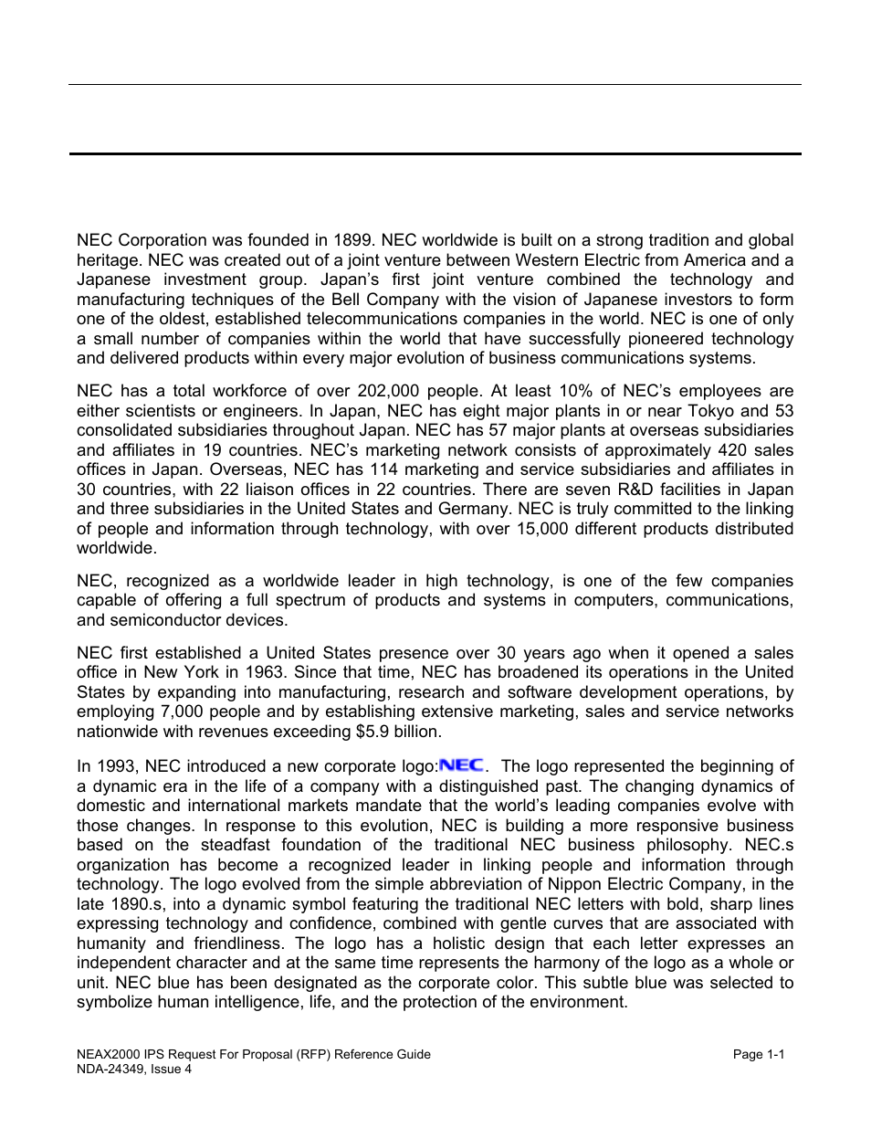 Chapter 1 introduction, Overview of nec | NEC NEAX NDA-24349 User Manual | Page 7 / 421