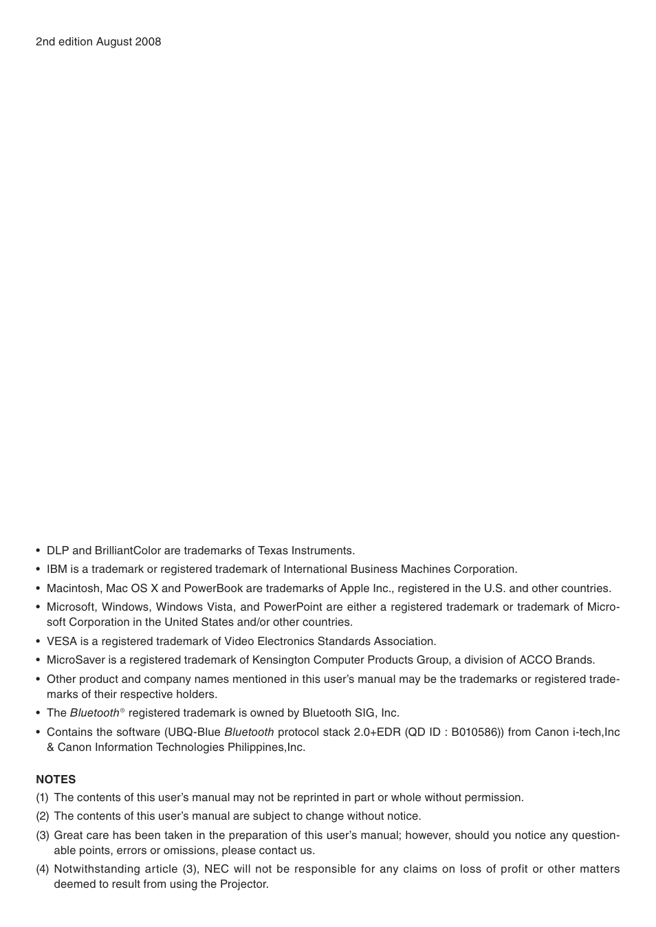 NEC NP41 User Manual | Page 2 / 100