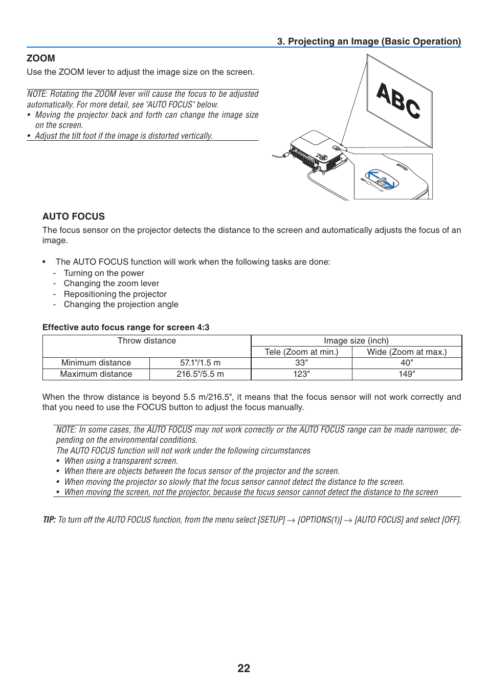 Zoom, Auto focus | NEC NP41 User Manual | Page 31 / 100