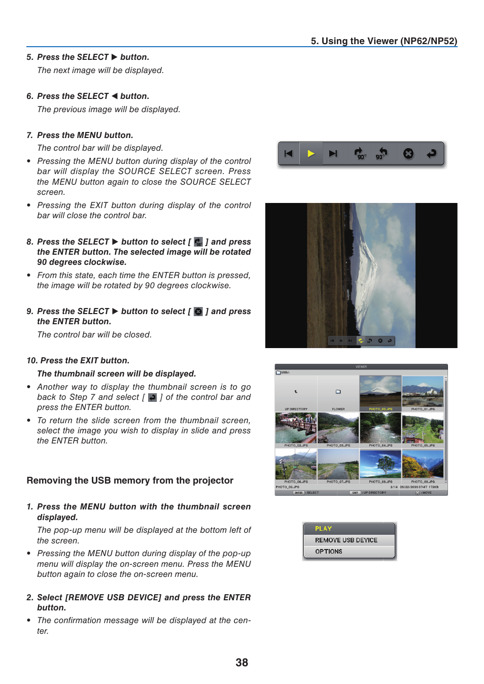 Removing the usb memory from the projector | NEC NP41 User Manual | Page 47 / 100