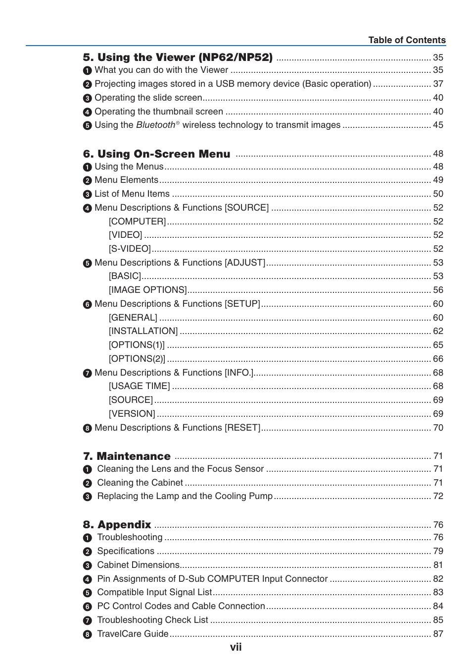 NEC NP41 User Manual | Page 9 / 100