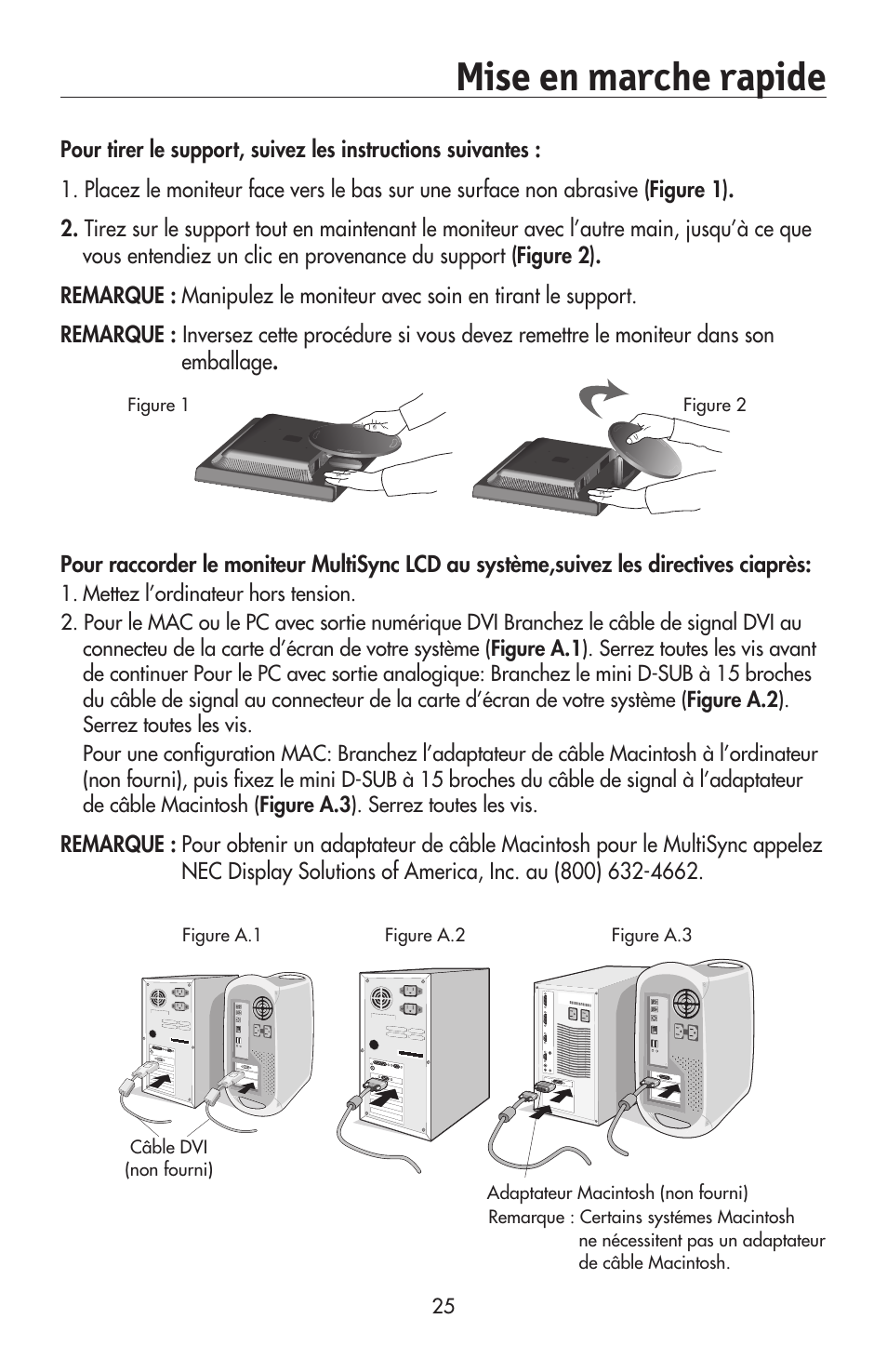 Mise en marche rapide | NEC 175VXM User Manual | Page 27 / 76