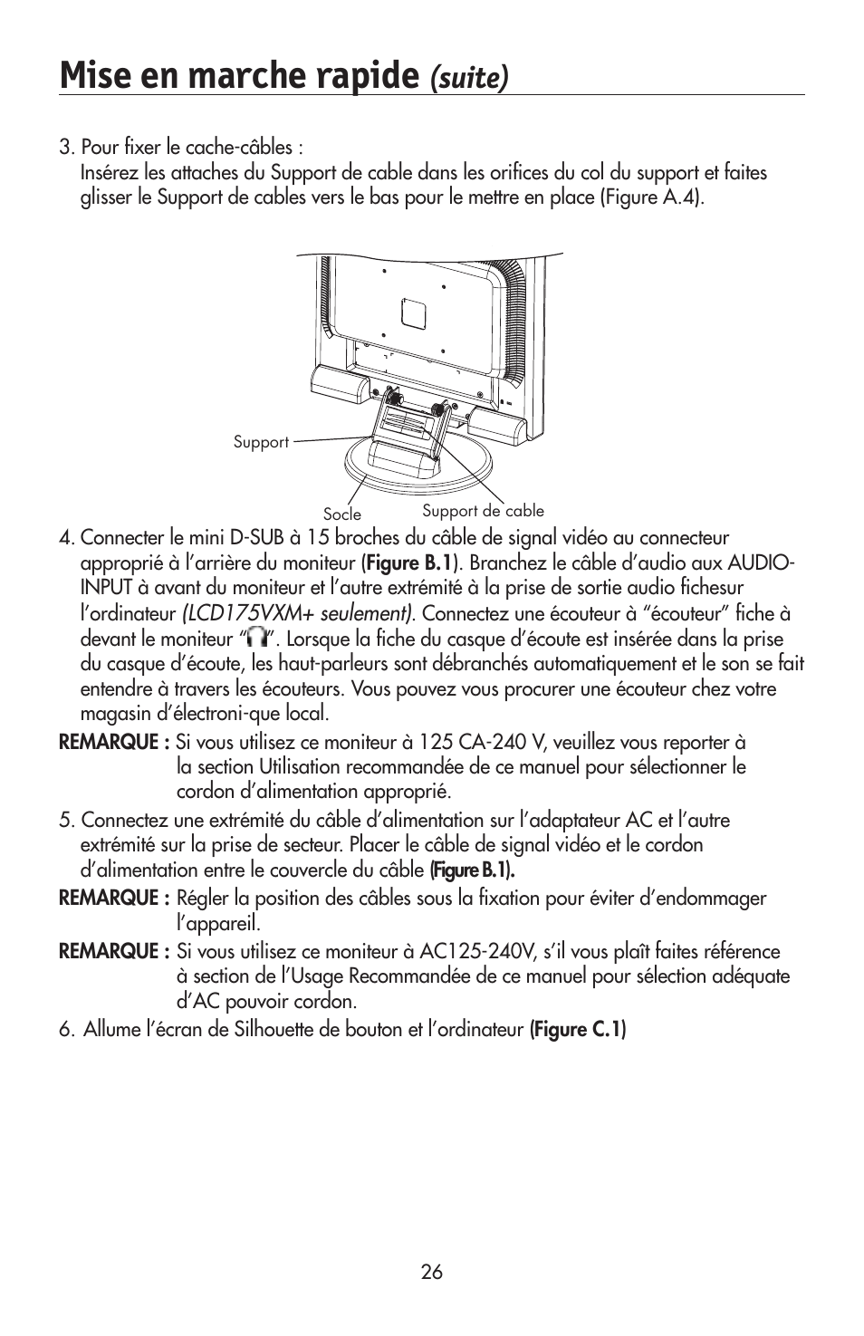 Mise en marche rapide, Suite) | NEC 175VXM User Manual | Page 28 / 76