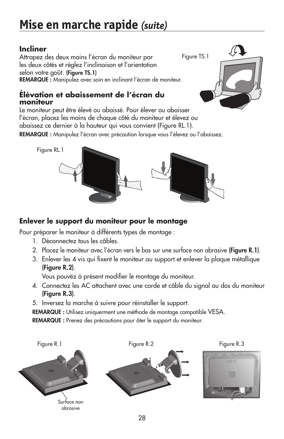 Mise en marche rapide, Suite) | NEC 175VXM User Manual | Page 30 / 76