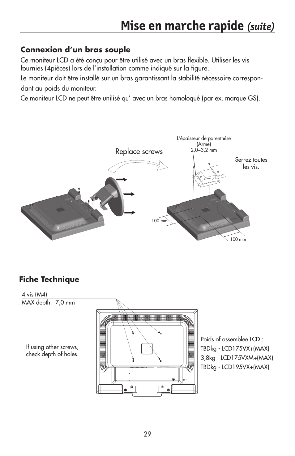 Mise en marche rapide, Suite) | NEC 175VXM User Manual | Page 31 / 76