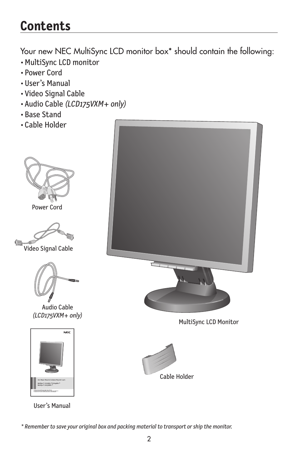 NEC 175VXM User Manual | Page 4 / 76
