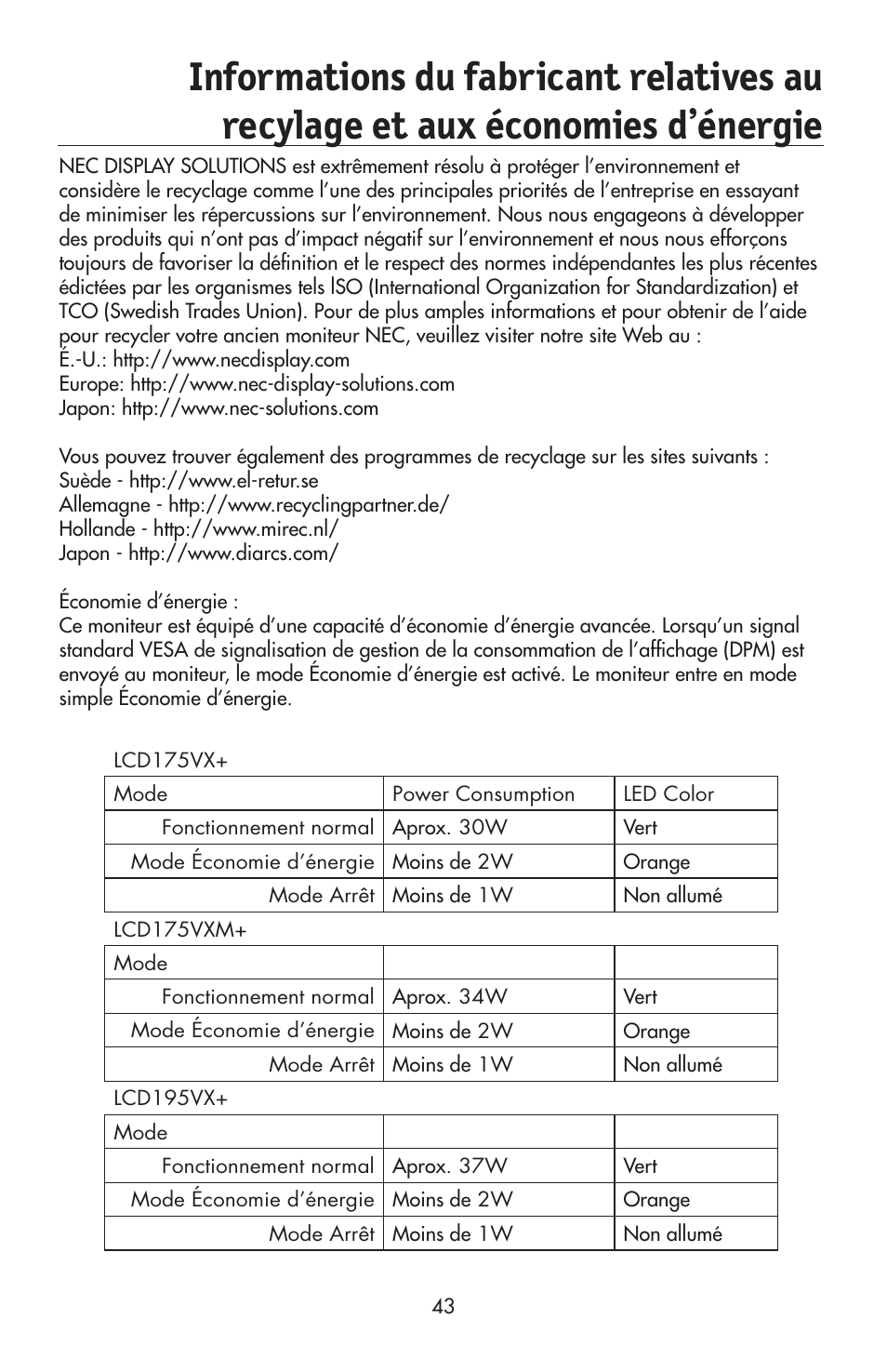 NEC 175VXM User Manual | Page 45 / 76