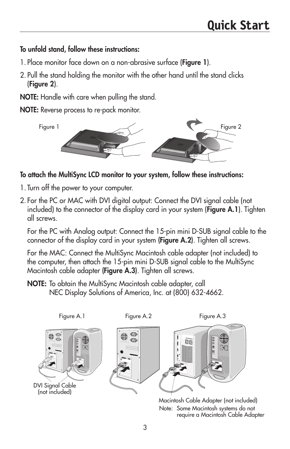 Quick start | NEC 175VXM User Manual | Page 5 / 76