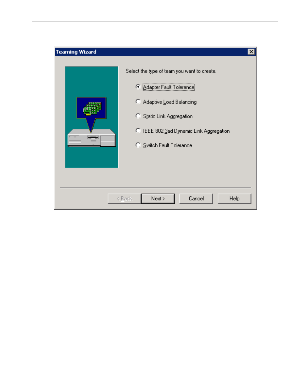 Figure 2-7, Selecting the type of team | NEC 5800/320MA User Manual | Page 35 / 74