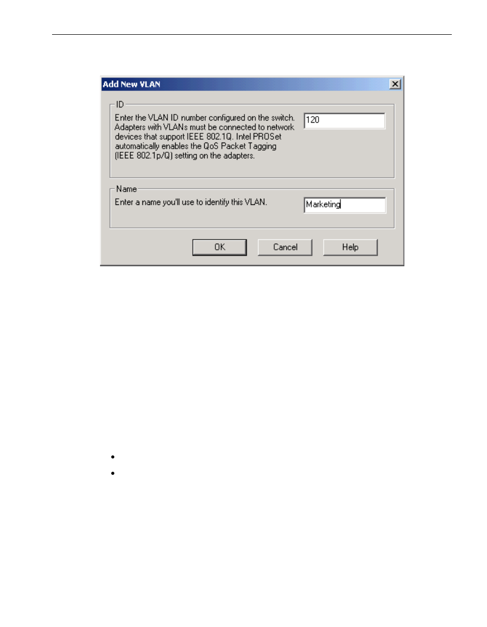 Verifying the configuration of teams and vlans, Figure 2-11. specifying a vlan id and name, Figure 2-11 | NEC 5800/320MA User Manual | Page 39 / 74