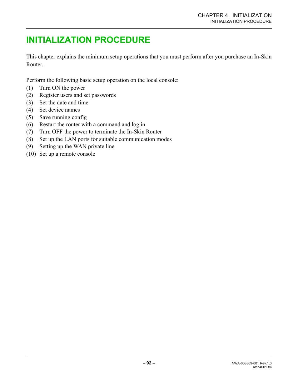 Initialization procedure | NEC NEAX IPS NWA-008869-001 User Manual | Page 102 / 180