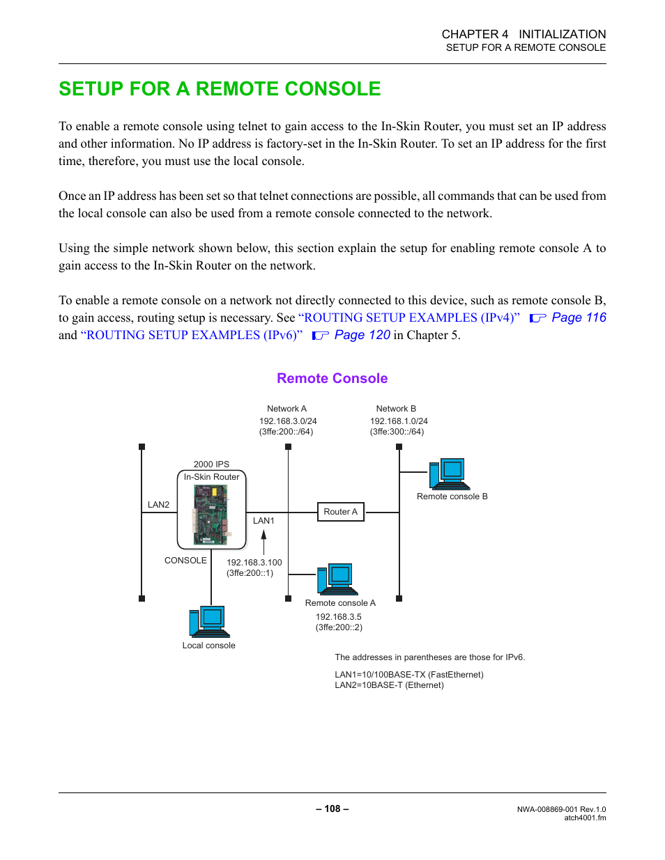 Setup for a remote console, Remote console | NEC NEAX IPS NWA-008869-001 User Manual | Page 118 / 180