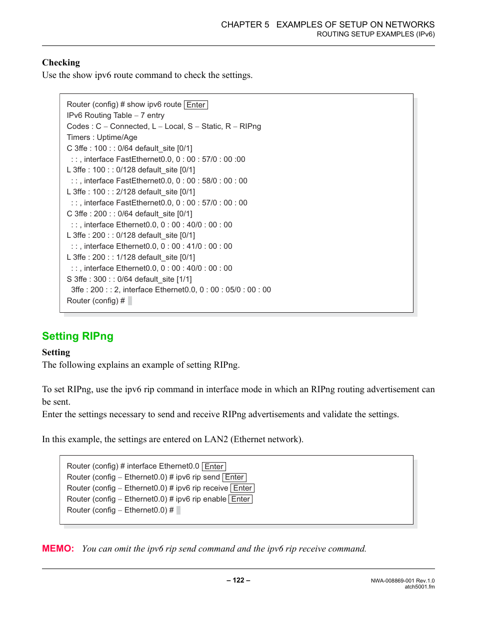 Setting ripng | NEC NEAX IPS NWA-008869-001 User Manual | Page 132 / 180