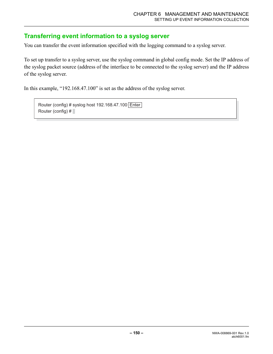 Transferring event information to a syslog server | NEC NEAX IPS NWA-008869-001 User Manual | Page 160 / 180