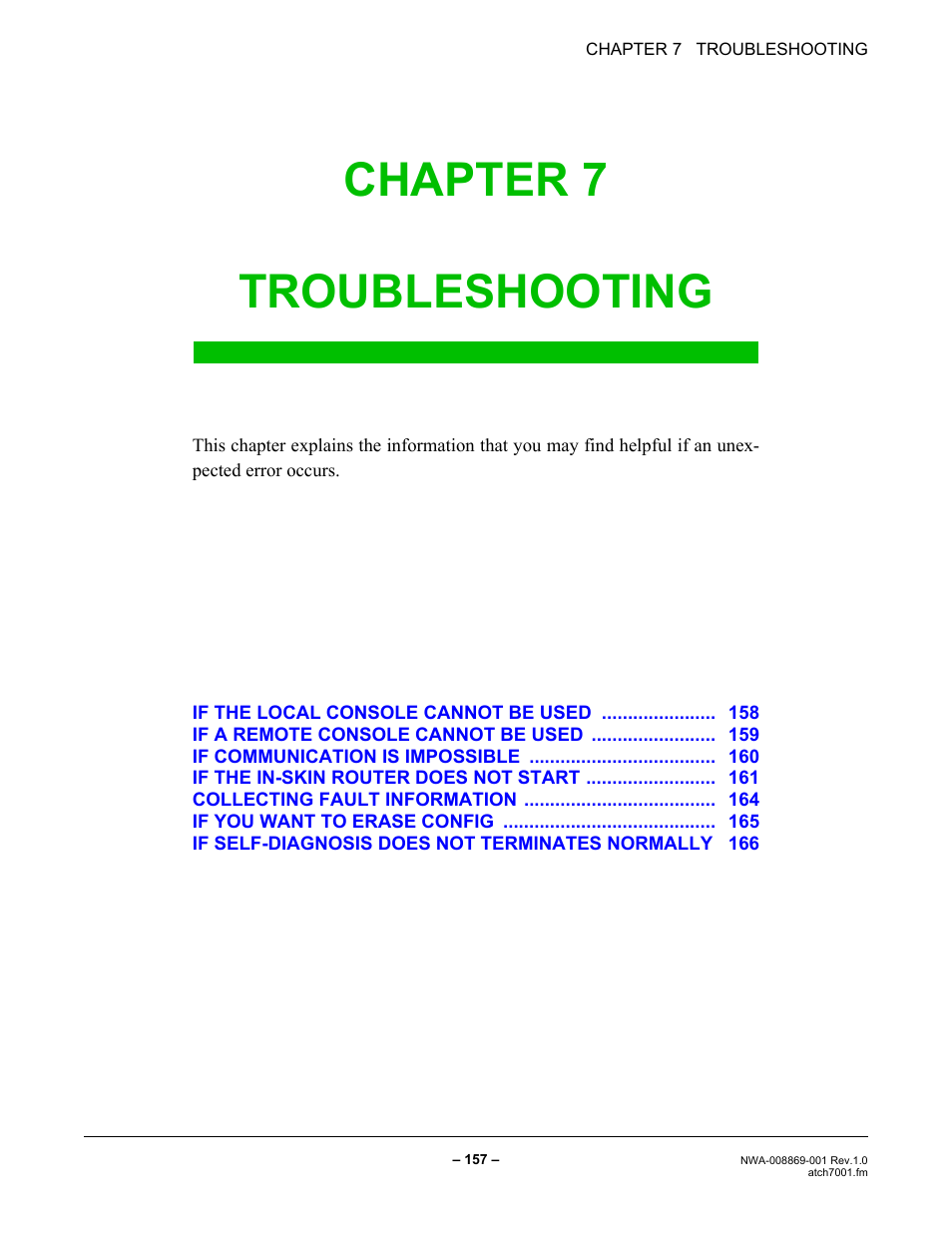 Chapter 7 troubleshooting | NEC NEAX IPS NWA-008869-001 User Manual | Page 167 / 180