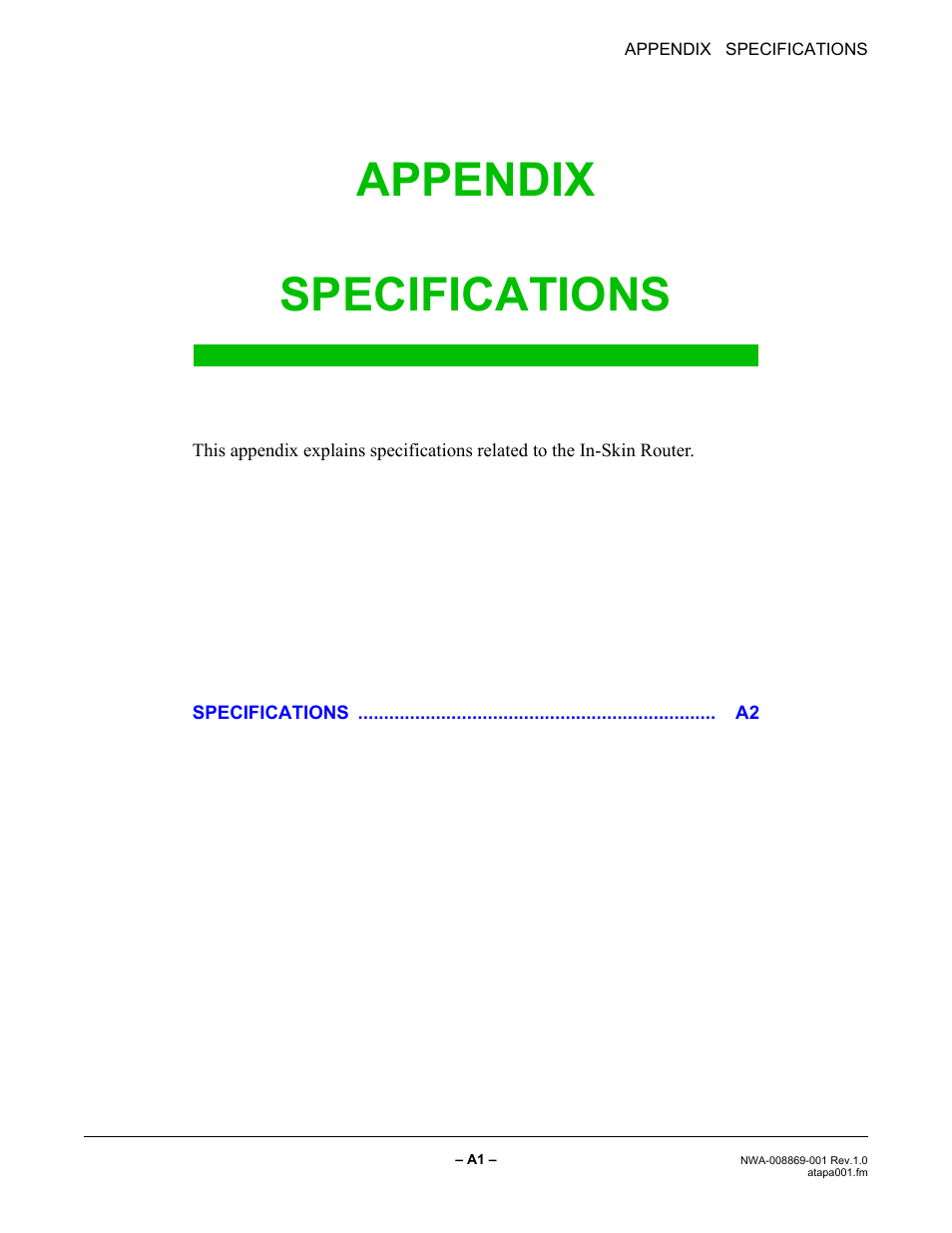 Appendix specifications | NEC NEAX IPS NWA-008869-001 User Manual | Page 177 / 180