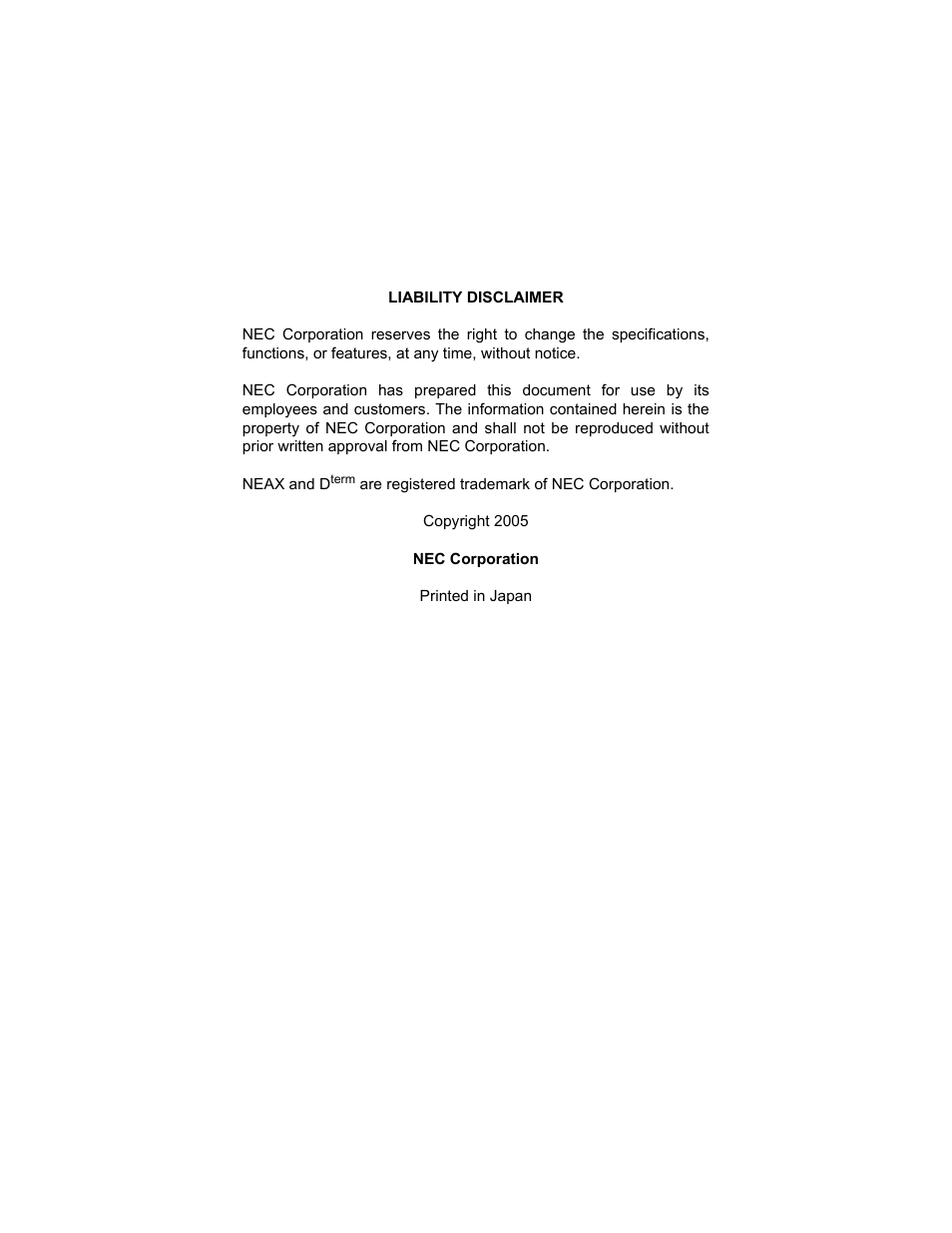 NEC NEAX IPS NWA-008869-001 User Manual | Page 2 / 180
