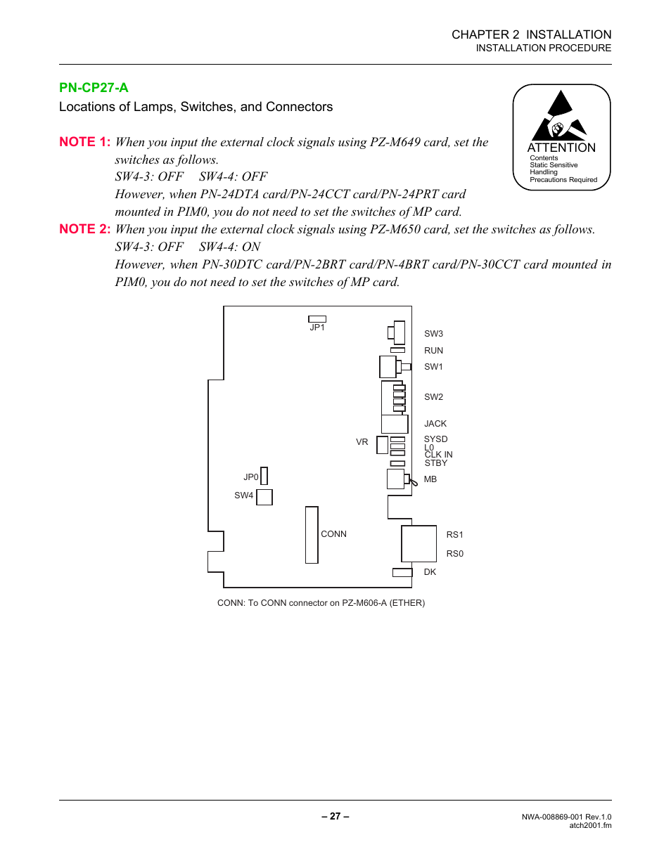 Chapter 2 installation, Attention | NEC NEAX IPS NWA-008869-001 User Manual | Page 37 / 180