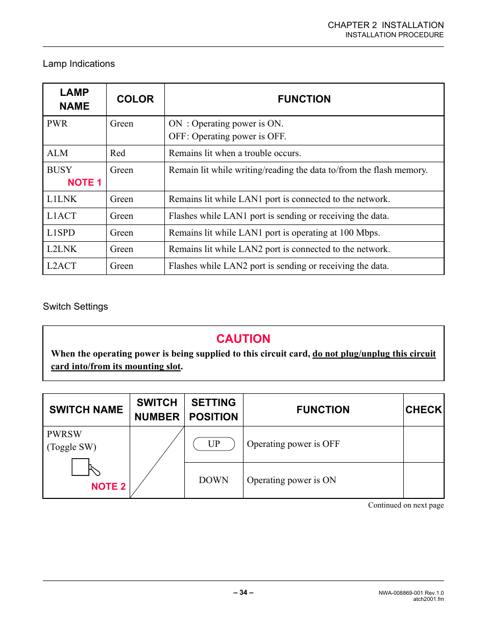 Caution | NEC NEAX IPS NWA-008869-001 User Manual | Page 44 / 180