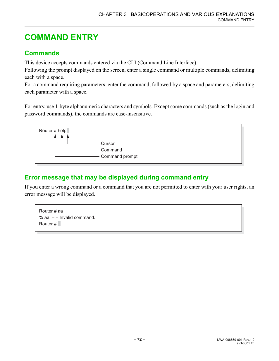 Command entry, Commands | NEC NEAX IPS NWA-008869-001 User Manual | Page 82 / 180