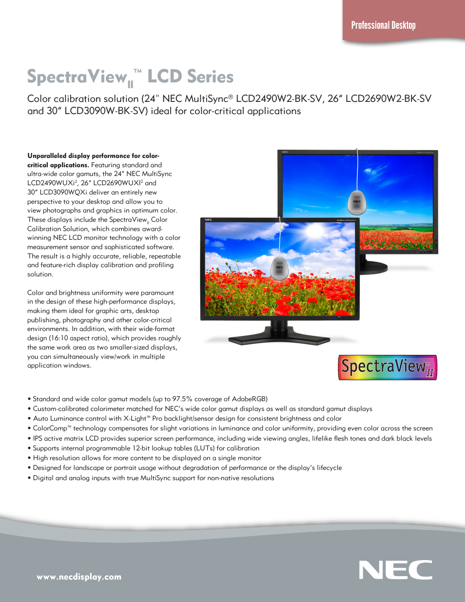 NEC SpectraViewII LCD2490W2-BK-SV User Manual | 3 pages