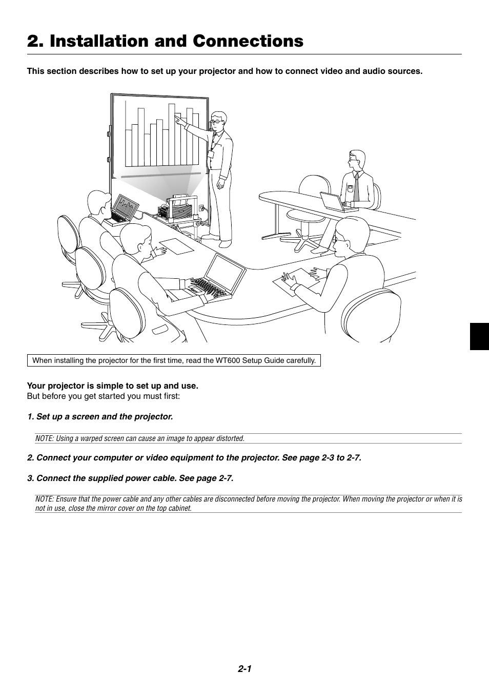 Installation and connections | NEC WT600 User Manual | Page 17 / 76
