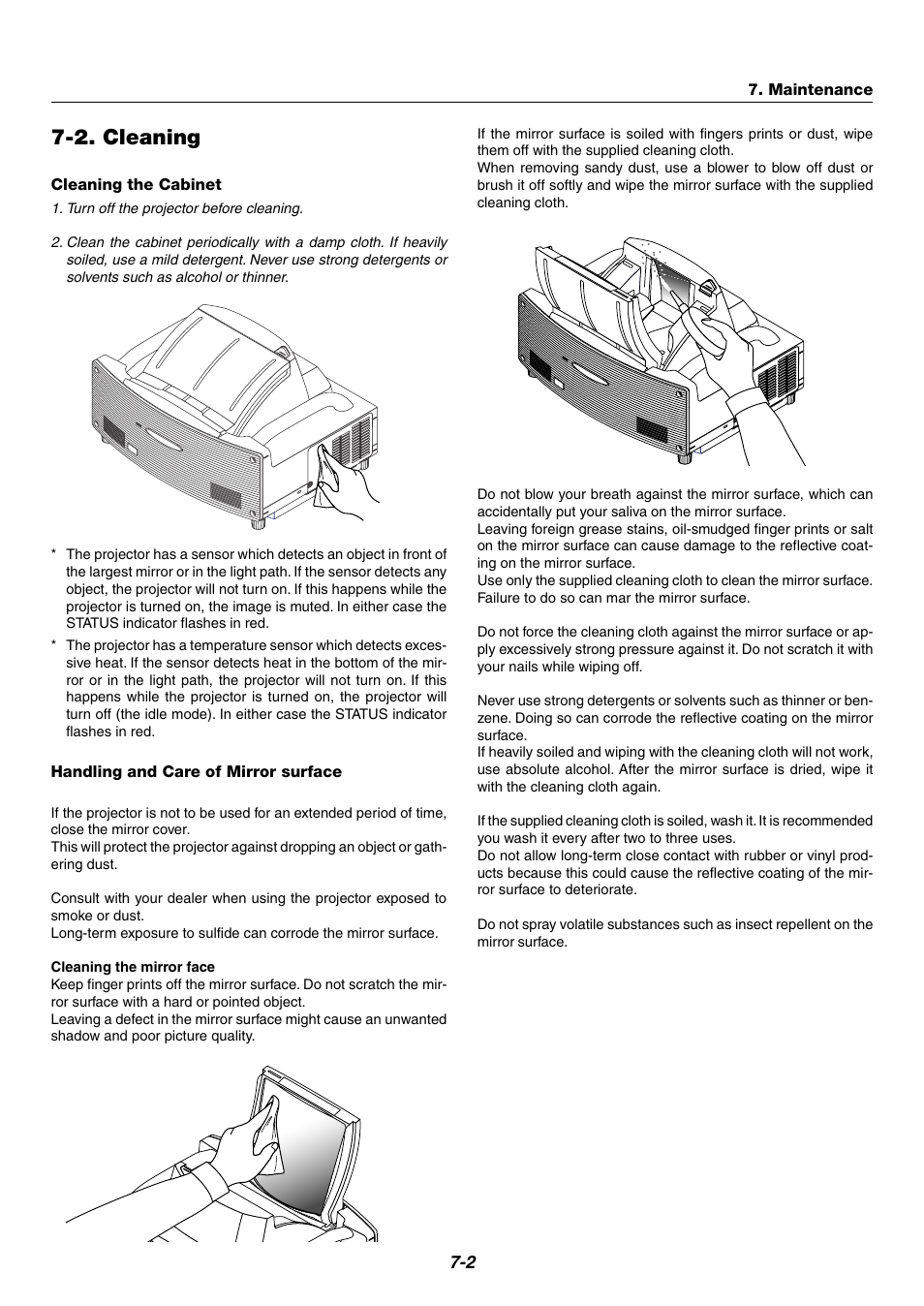 2. cleaning | NEC WT600 User Manual | Page 64 / 76