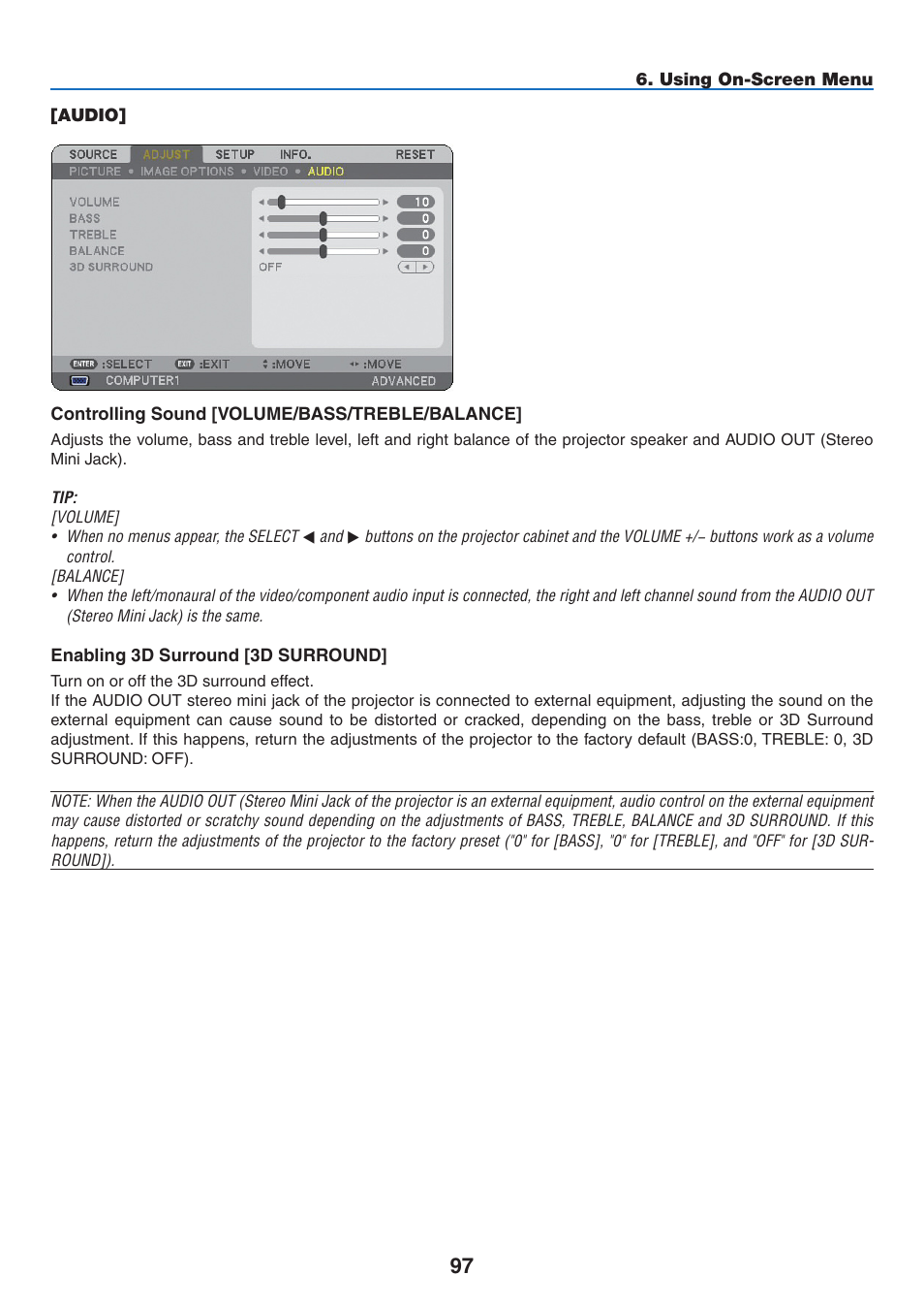 Audio | NEC NP2250 User Manual | Page 111 / 183