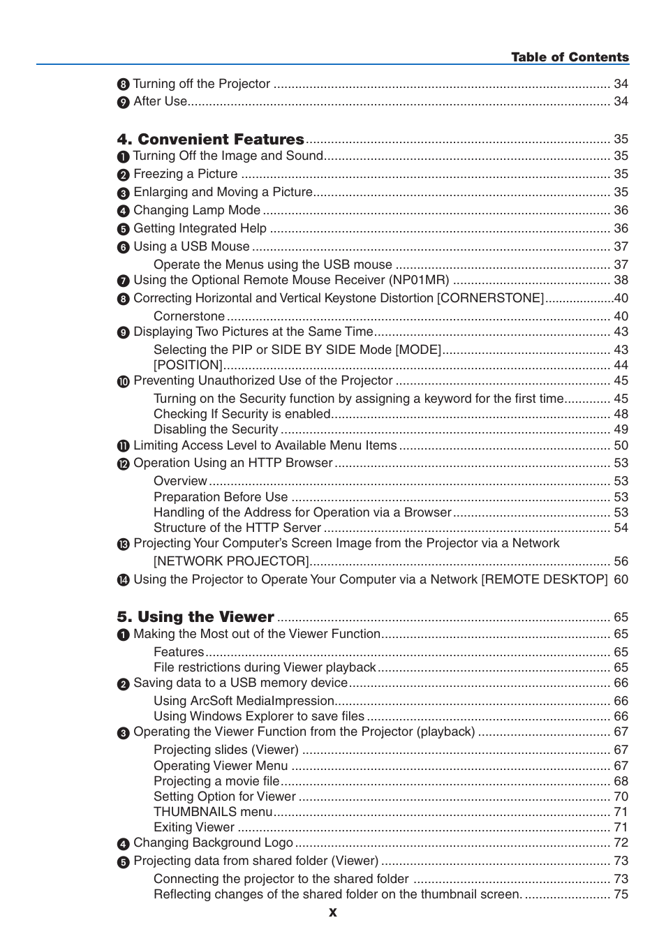 Convenient features, Using the viewer | NEC NP2250 User Manual | Page 12 / 183