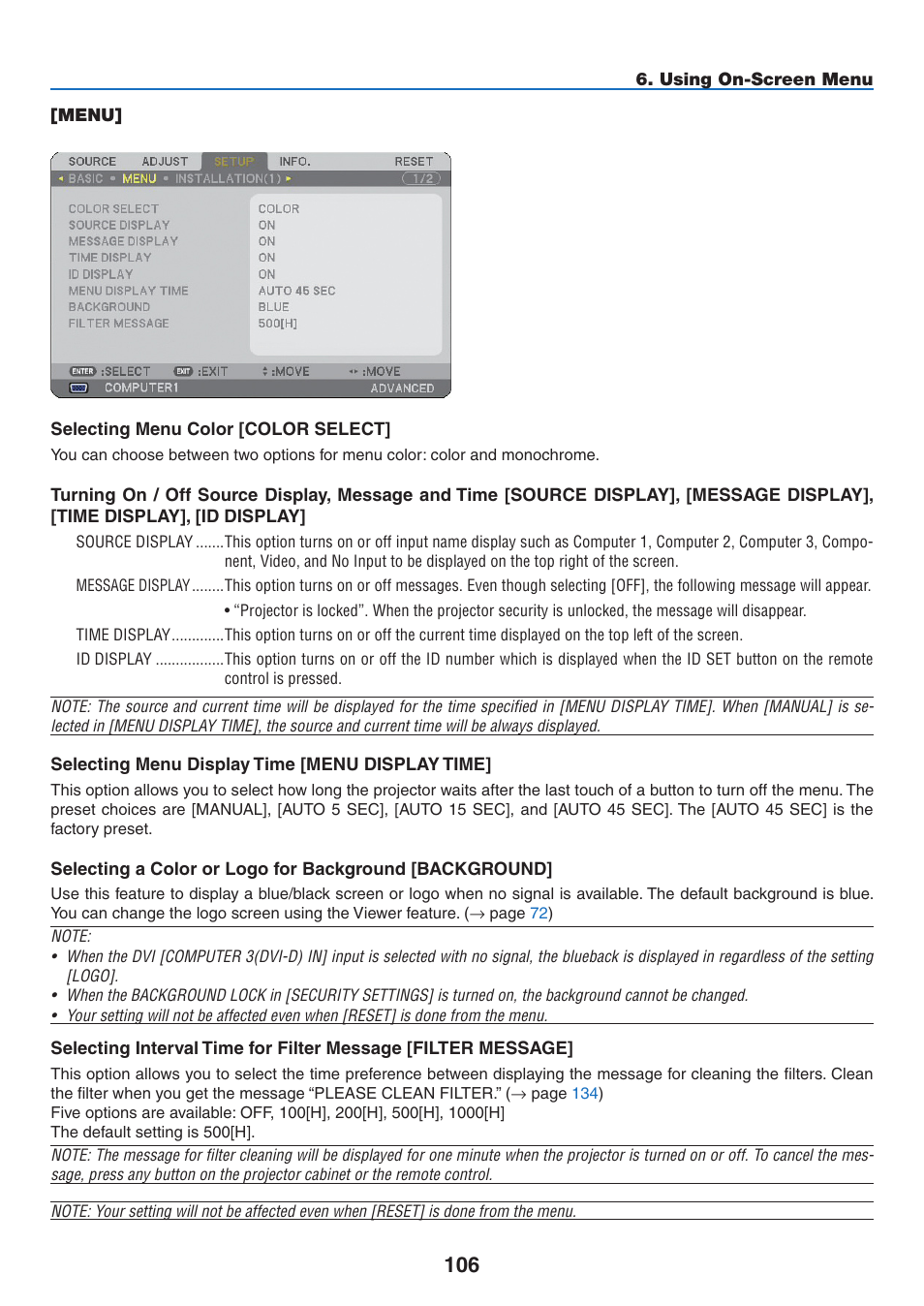 Menu | NEC NP2250 User Manual | Page 120 / 183
