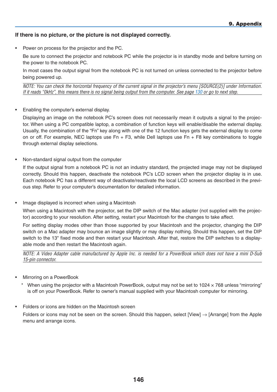 NEC NP2250 User Manual | Page 160 / 183