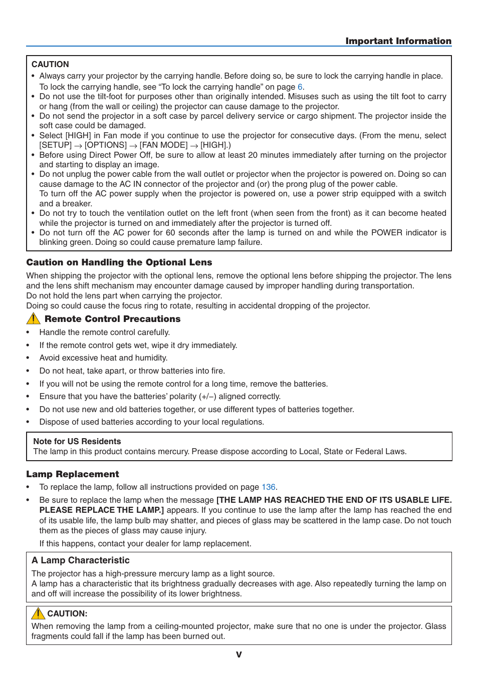 NEC NP2250 User Manual | Page 7 / 183