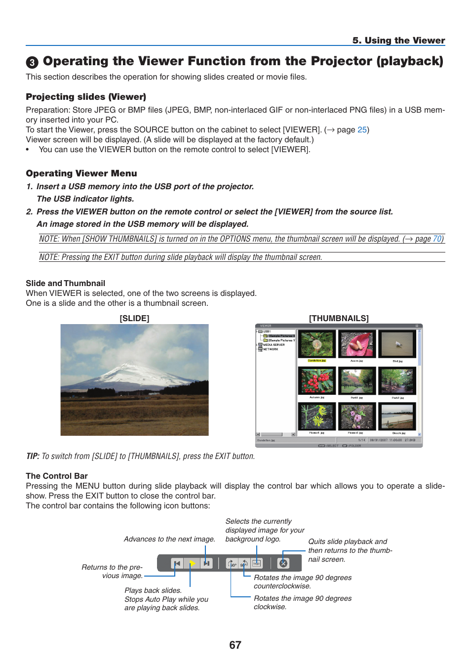 Projecting slides (viewer), Operating viewer menu, Projecting slides (viewer) operating viewer menu | NEC NP2250 User Manual | Page 81 / 183