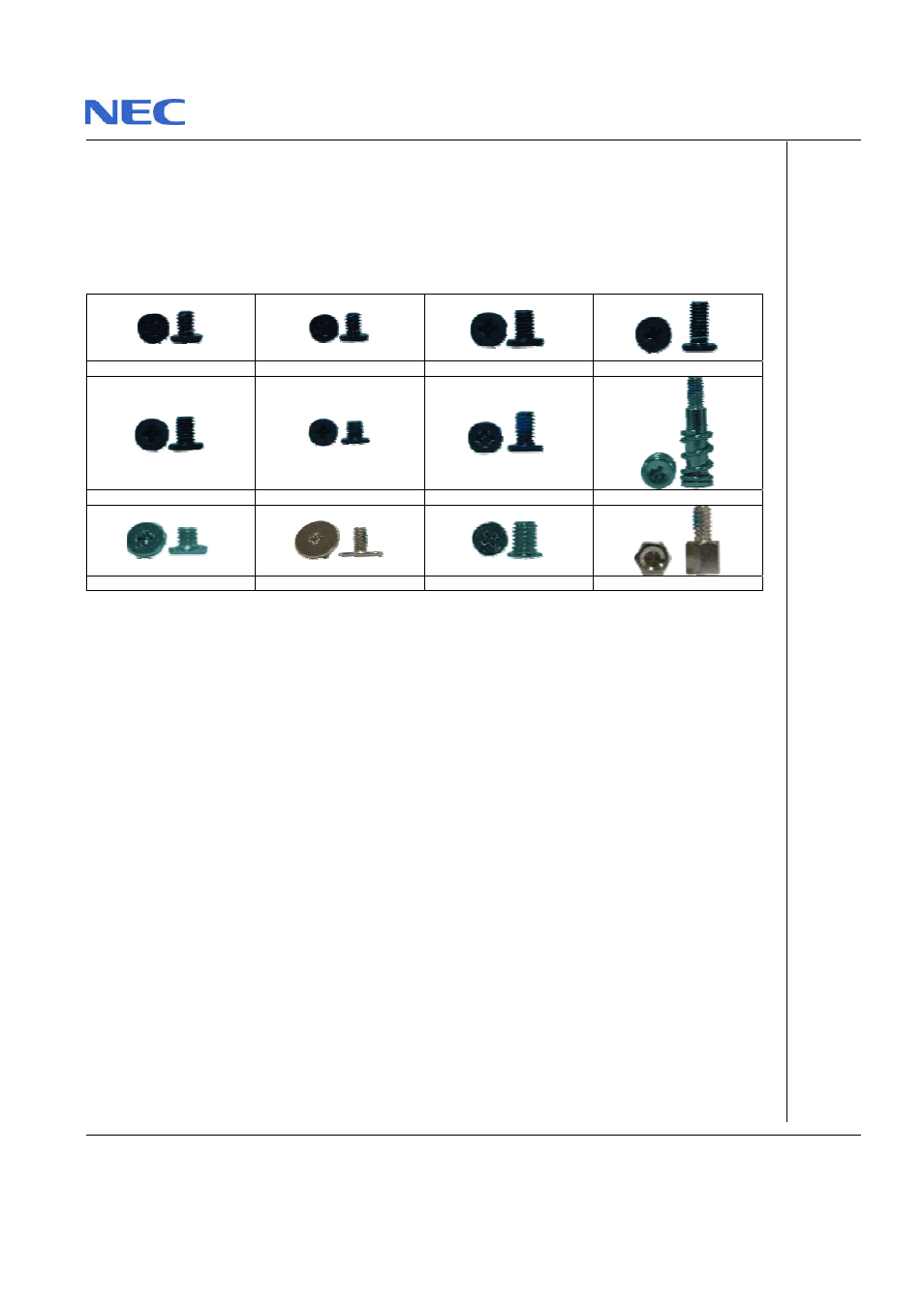 Dip switch setting, Screws | NEC M400 User Manual | Page 29 / 30